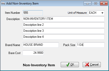 non inventory items