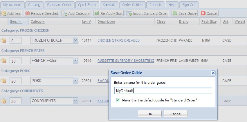 Cust-OrderGuide-SetDefault